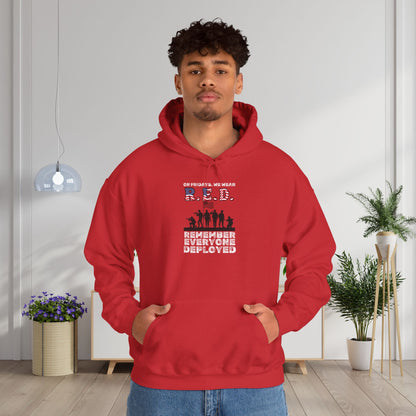 RED Fridays Remember Everyone Deployed Silhouette Heavy Blend™ Hooded Sweatshirt