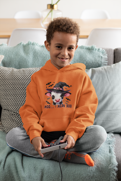 Moo I Mean Boo Calf Youth Heavy Blend Hooded Sweatshirt