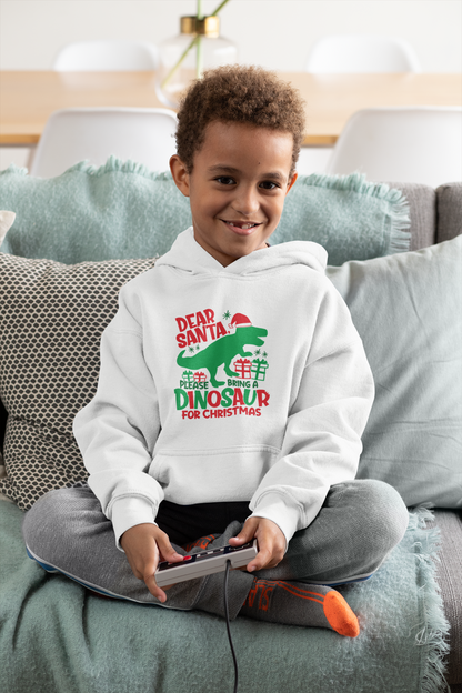 Dear Santa Please Bring a Dinosaur for Christmas Youth Hoodie