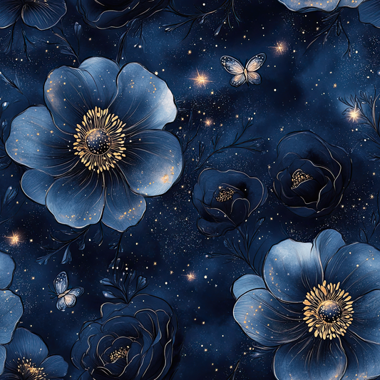 Midnight Sky Blossoms Duvet Bedding Set