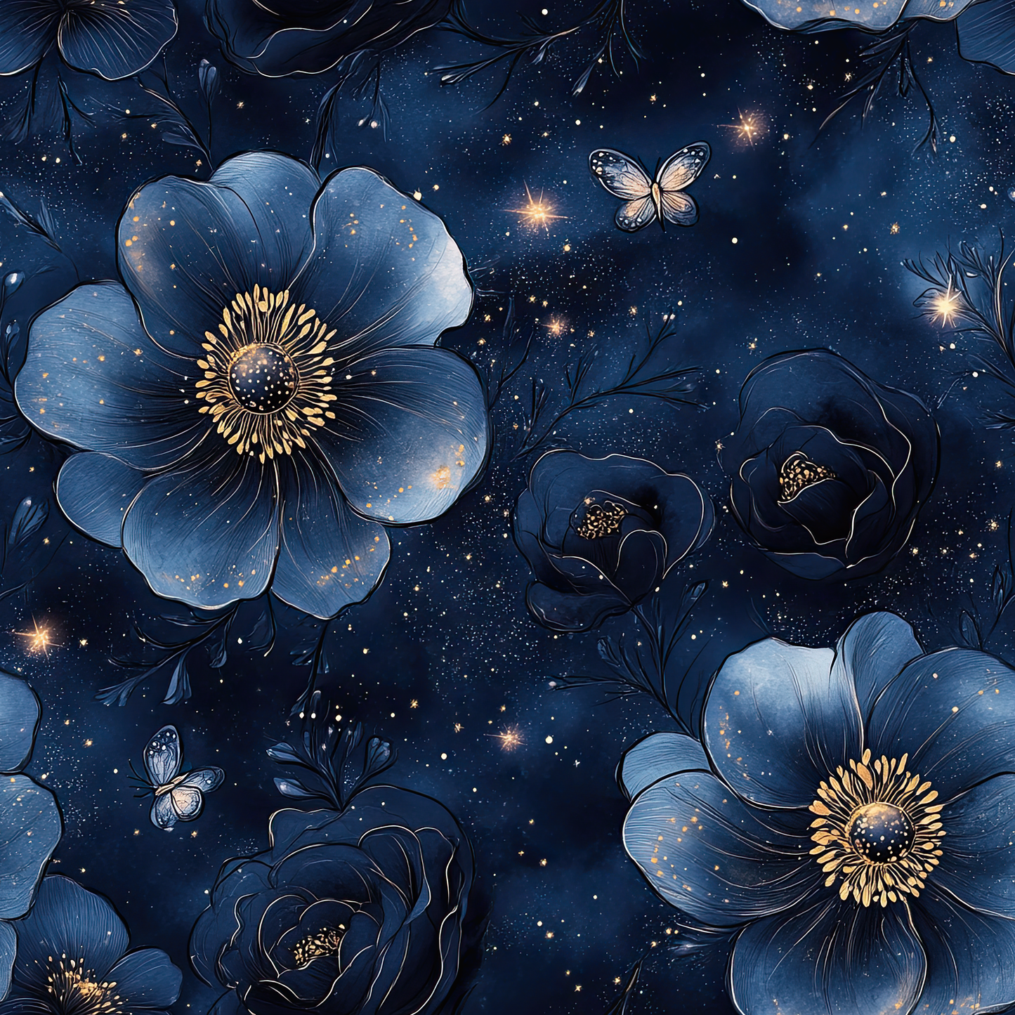 Midnight Sky Blossoms Basic Bedding Set