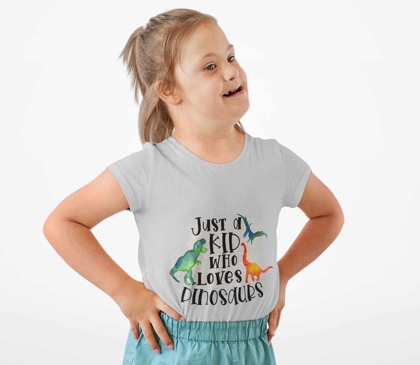 Just A Kid Who Loves Dinosaurs Kids Softstyle Tee