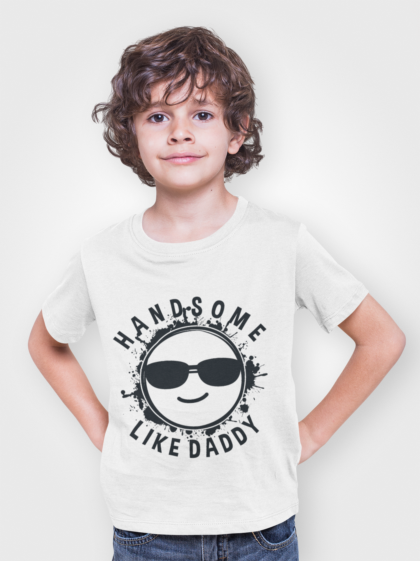 Handsome Like Daddy (Smiley Face) Kids Softstyle Tee