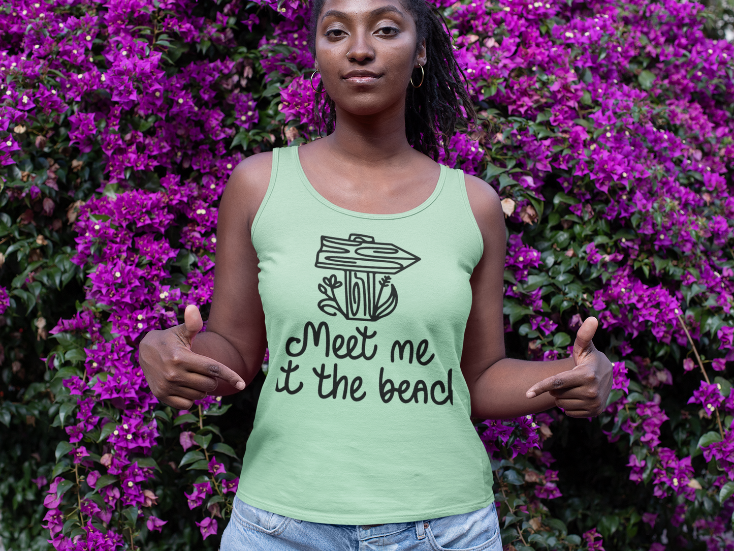 Meet Me At The Beach Women's Ideal Racerback Tank