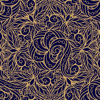 Oriental Blue/Gold Floral Basic Bedding Set