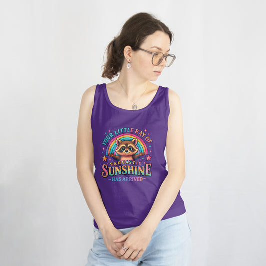 Your Little Ray of Sarcastic Sunshine is Here Women's Ideal Racerback Tank