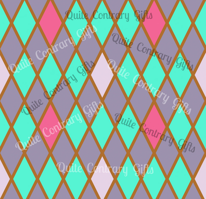 Teal/Pink Harlequin Basic Bedding Set