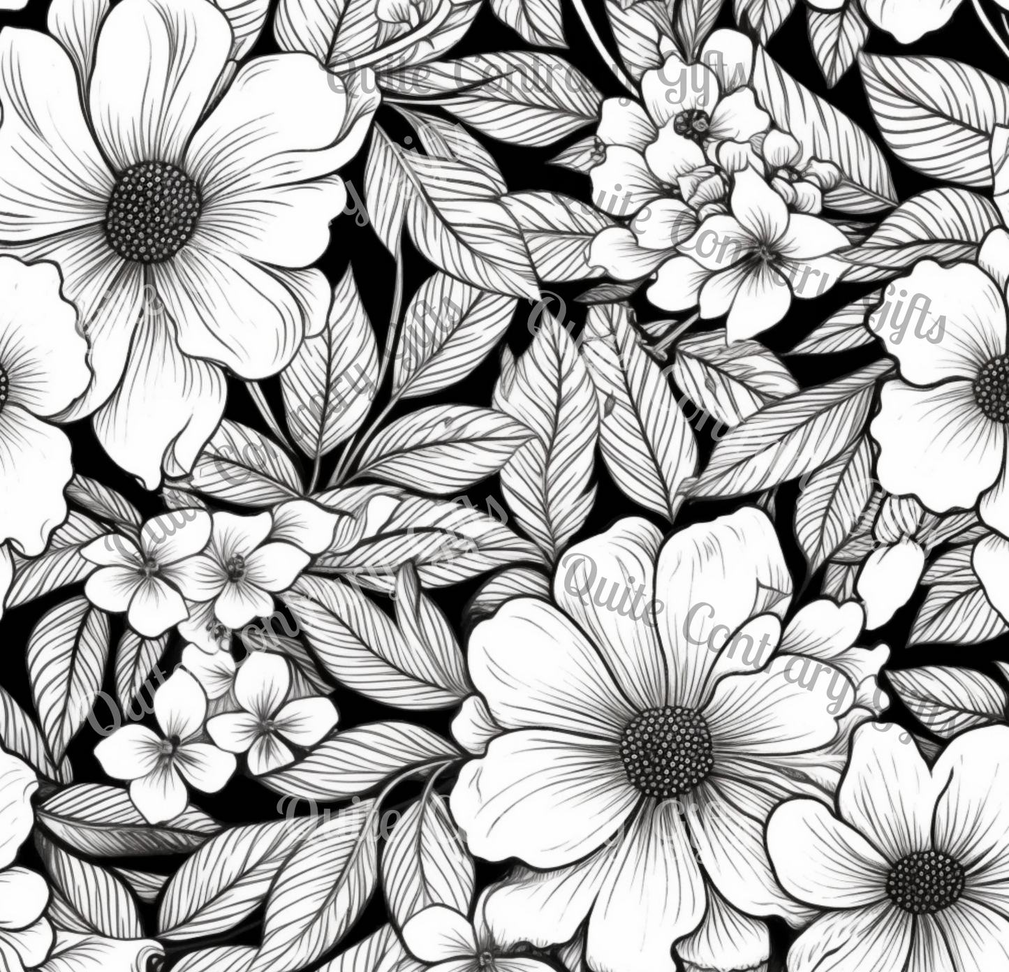 Black & White Forget-Me-Nots Microfiber Duvet Cover