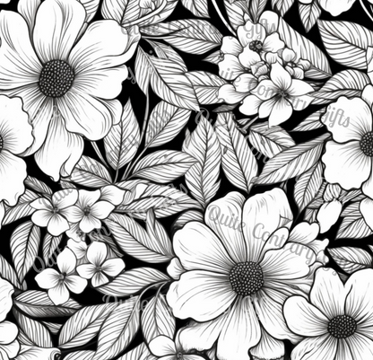 Black & White Forget-Me-Nots Microfiber Duvet Cover