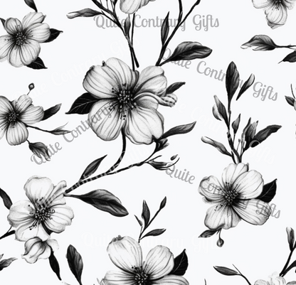 Black & White Five Petal Floral Duvet Bedding Set