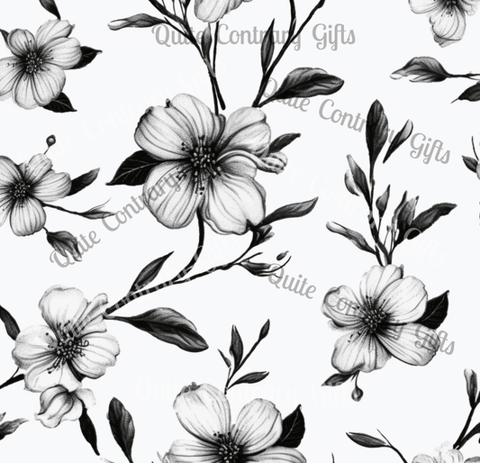 Black & White Five Petal Floral Comforter