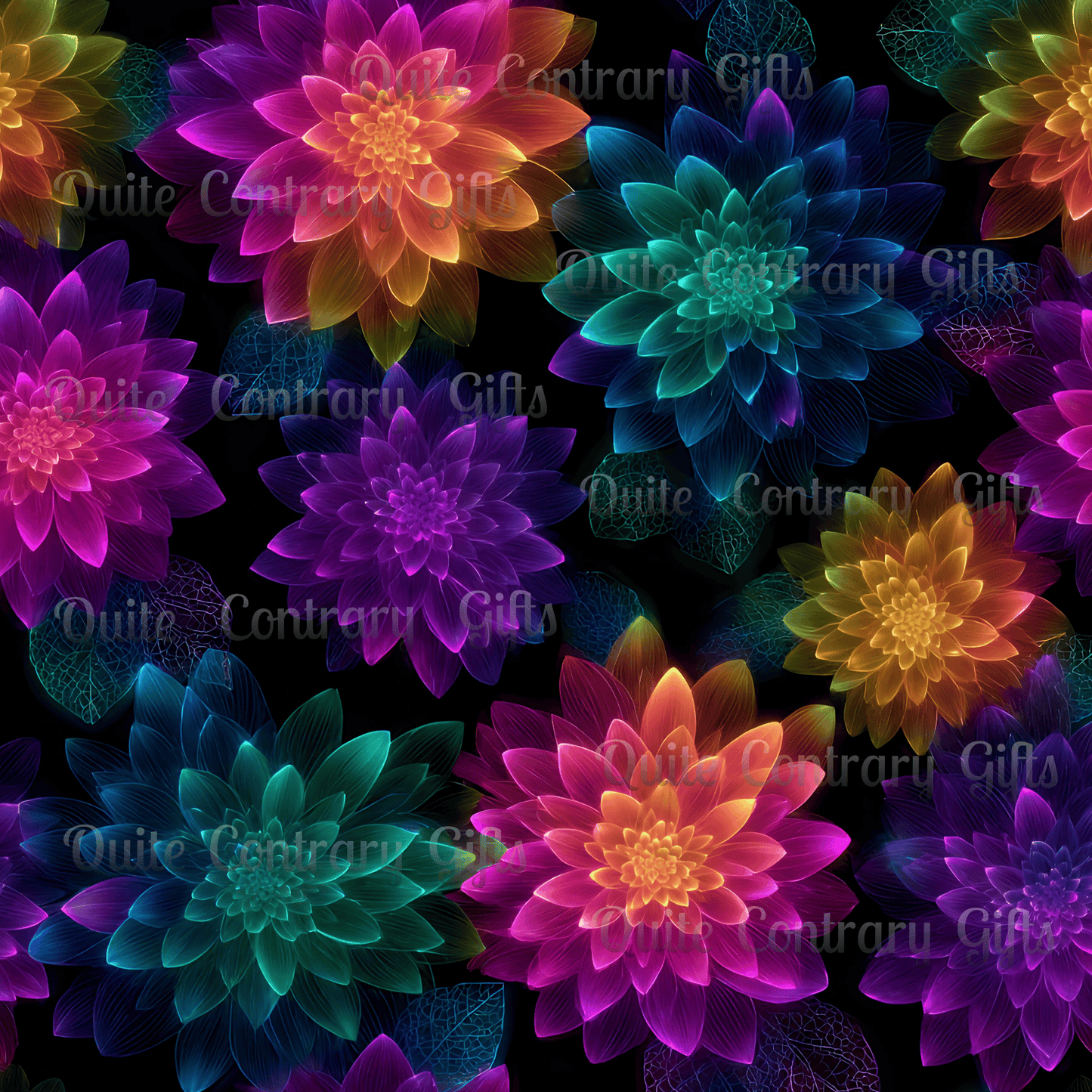 Neon Lotus Blooms Comforter
