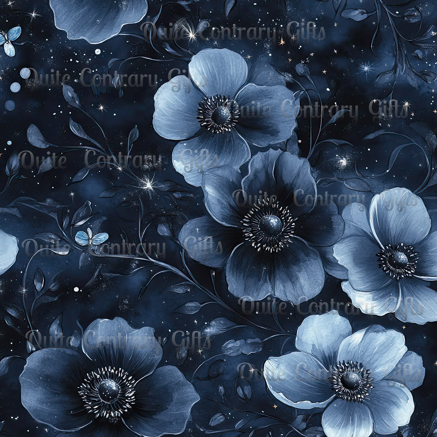 MIdnight Blossoms Microfiber Duvet Cover
