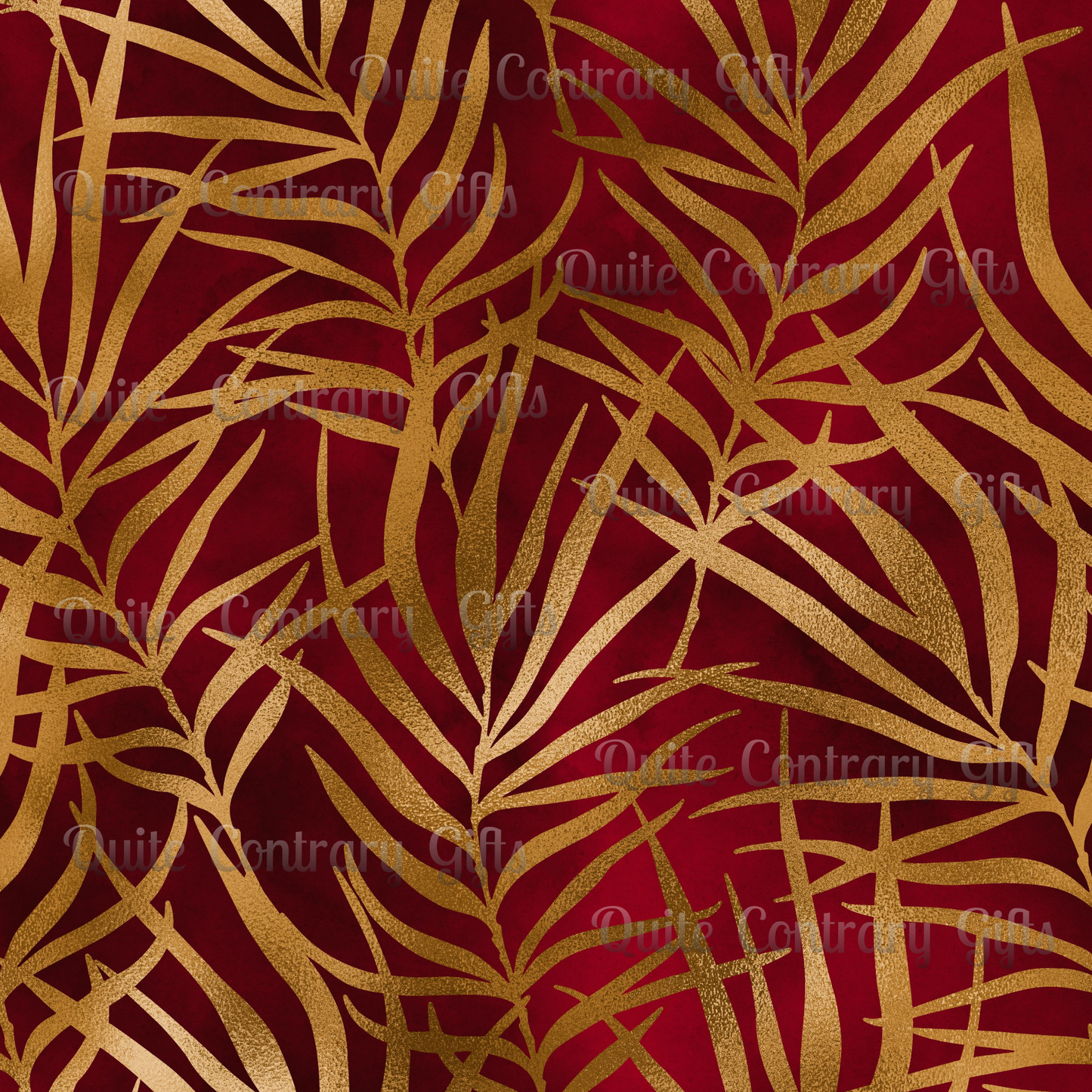 Crimson Palm Veil Duvet Bedding Set