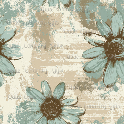 Rustic Teal Daisy Microfiber Duvet Cover
