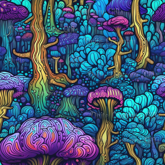 Trippy Purple Mushrooms Basic Bedding Set