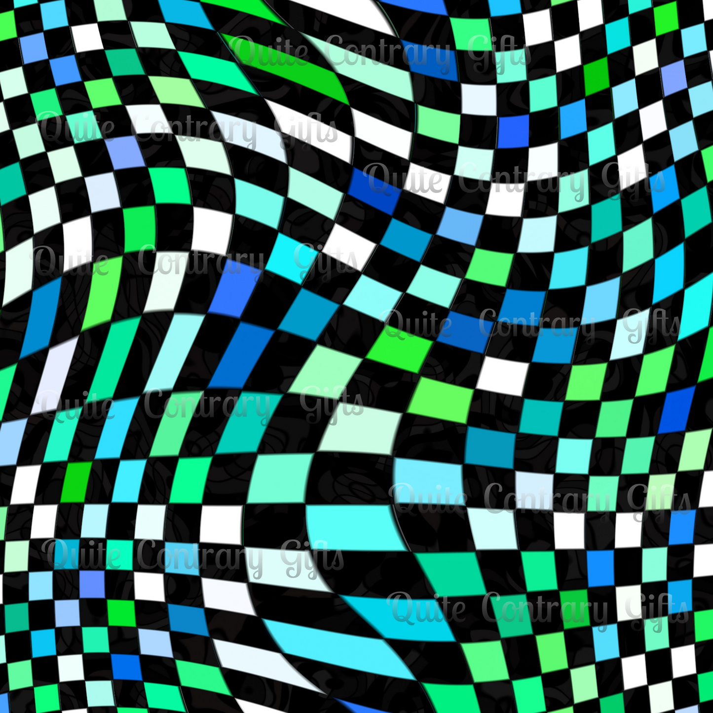 Warped Green Checkered Basic Bedding Set