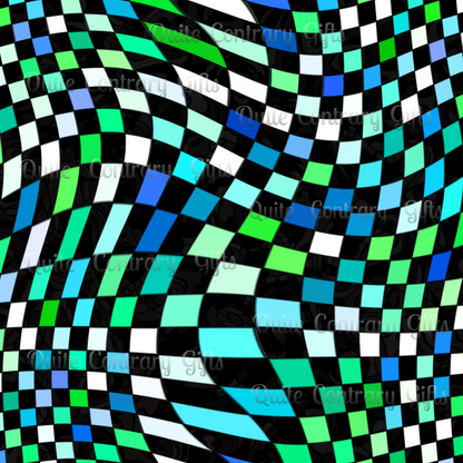 Warped Green Checkered Duvet Bedding Set