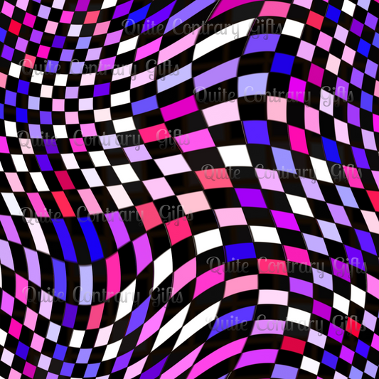 Warped Purple Checkered Basic Bedding Set