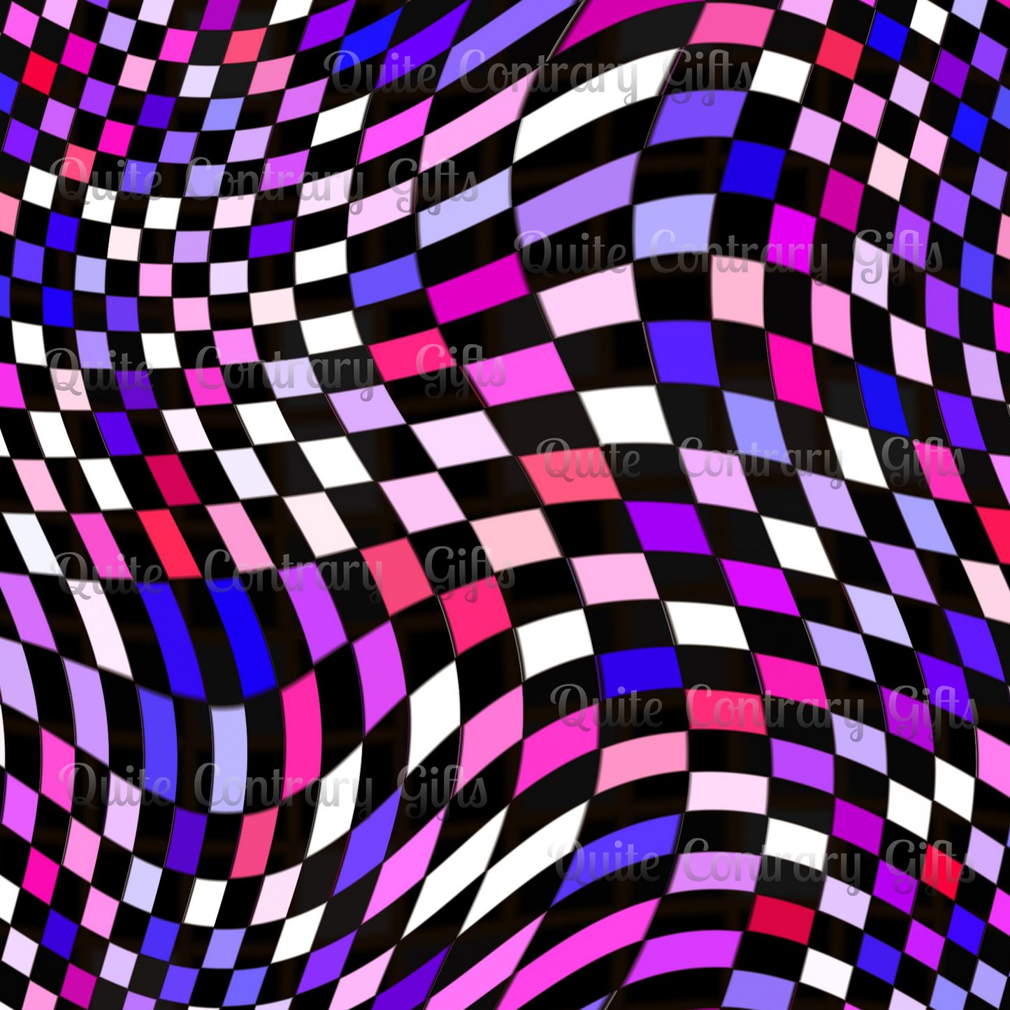 Warped Purple Checkered Duvet Bedding Set