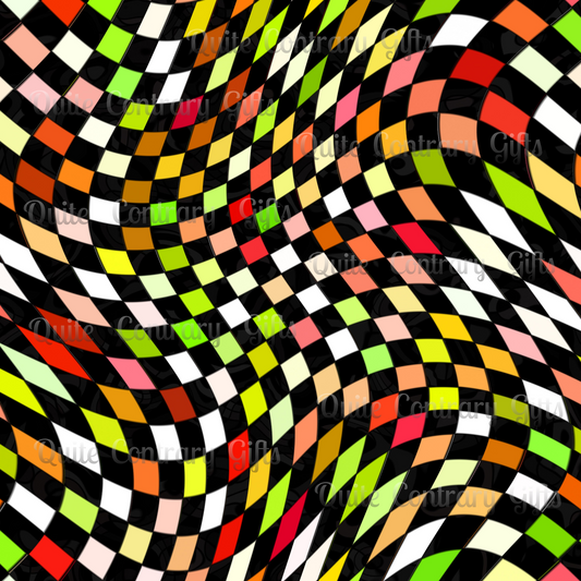 Warped Yellow/Green Checkered Basic Bedding Set