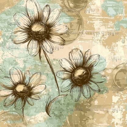 Worn Meadow Daisies Microfiber Duvet Cover
