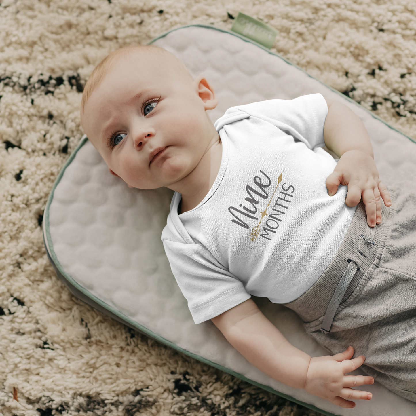 Golden Arrow Milestone Baby Bodysuit-Nine Months