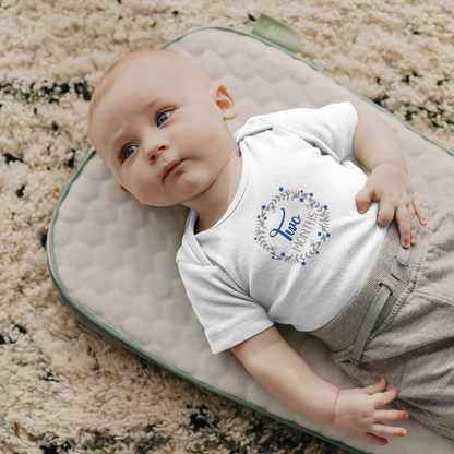 Blue Milestone Wreath Onesie-Two Months