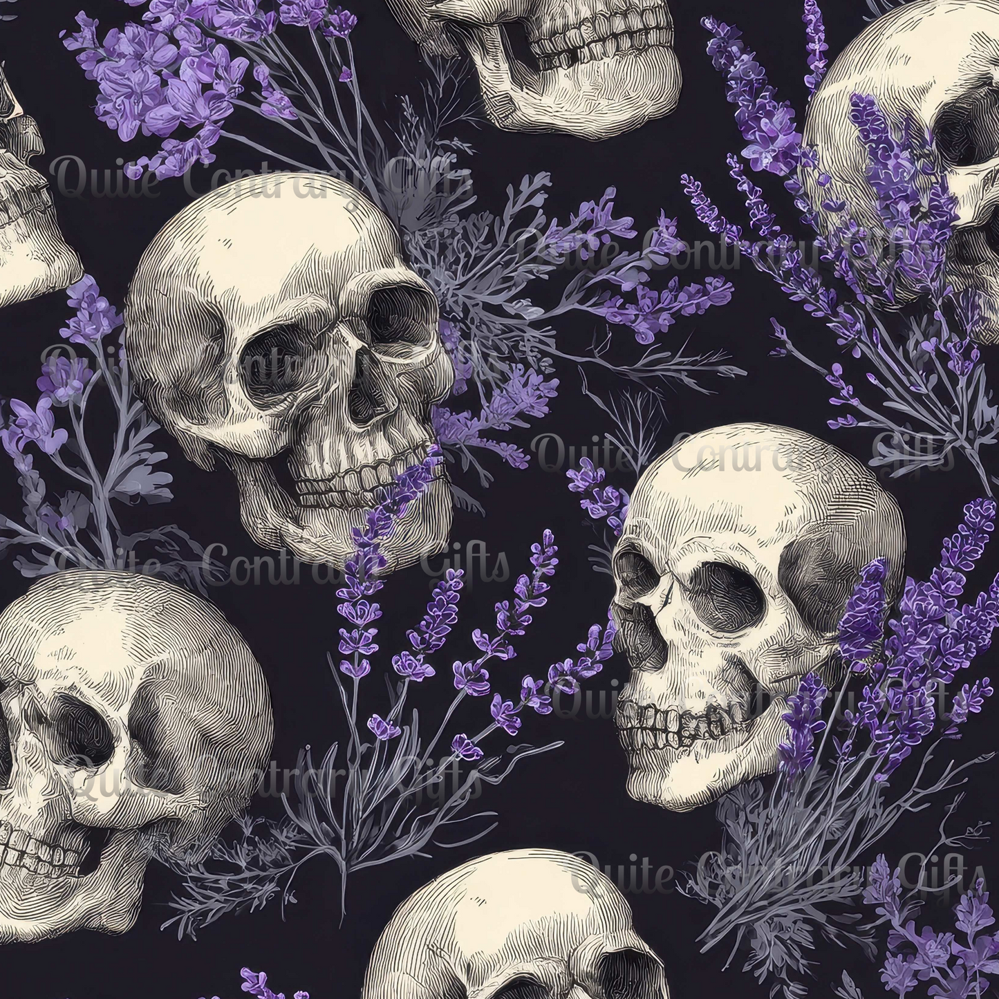 Midnight Lavender Skulls Comforter