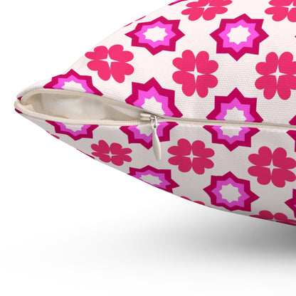 Rosy Star Garden Throw Pillow
