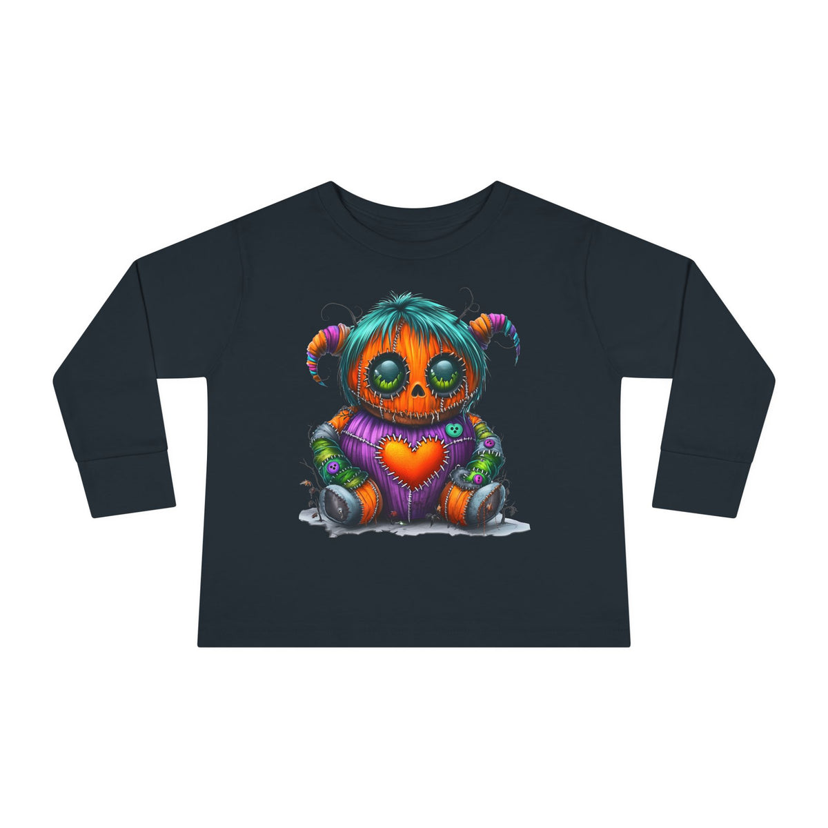 Patchwork Pumpkin Heart Toddler Long Sleeve Tee