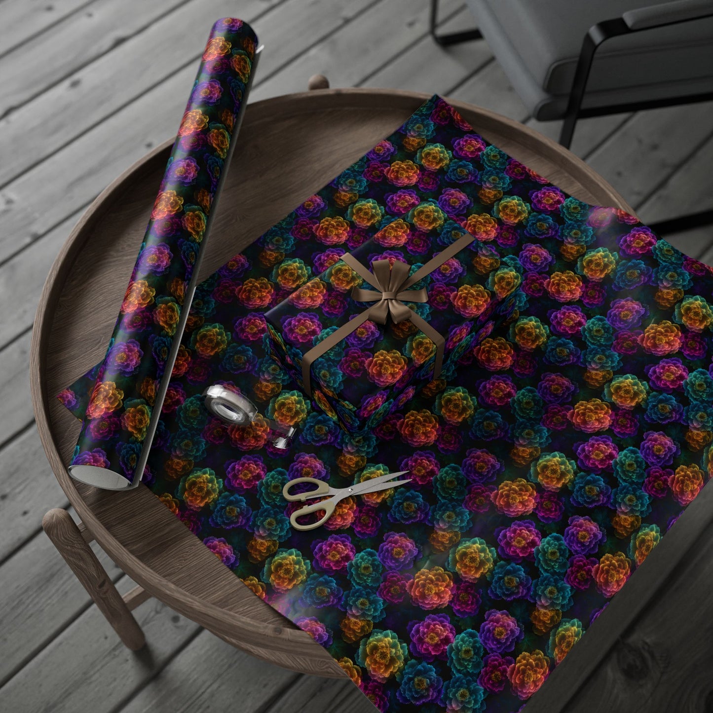 Neon Whisper Blooms Wrapping Paper