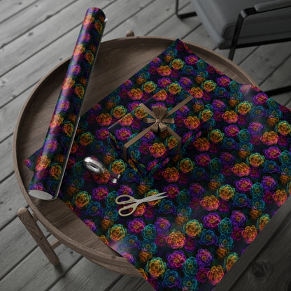 Neon Whisper Blooms Wrapping Paper