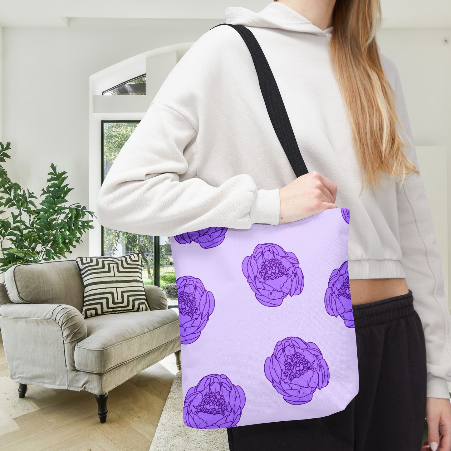 Lilac Mist Peonies Canvas Tote Bag