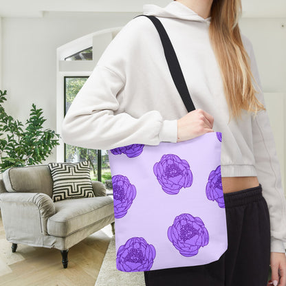 Lilac Mist Peonies Canvas Tote Bag