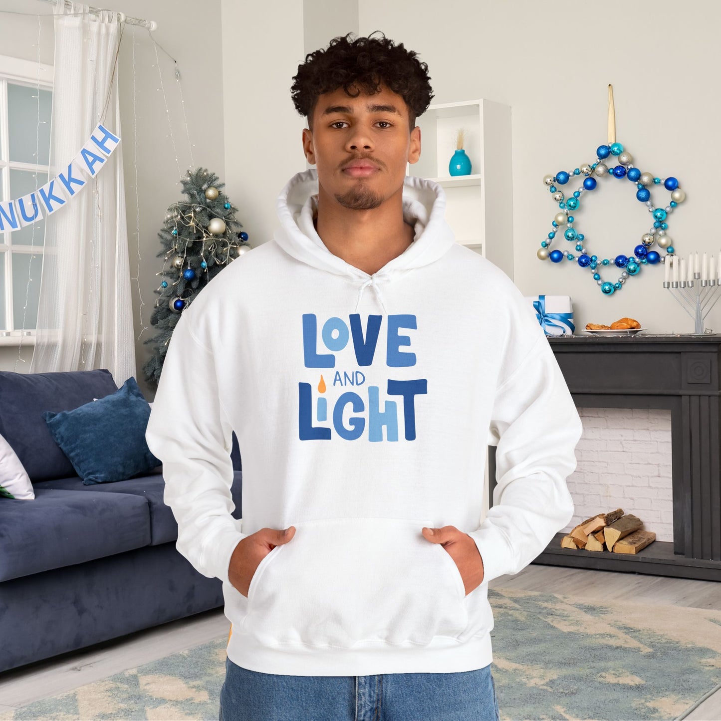 Hanukkah Love & Light 2 Adult Heavy Blend™ Hooded Sweatshirt
