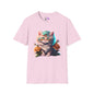 Cute Colorful Kitten in Flowers 3 Adult T-shirt