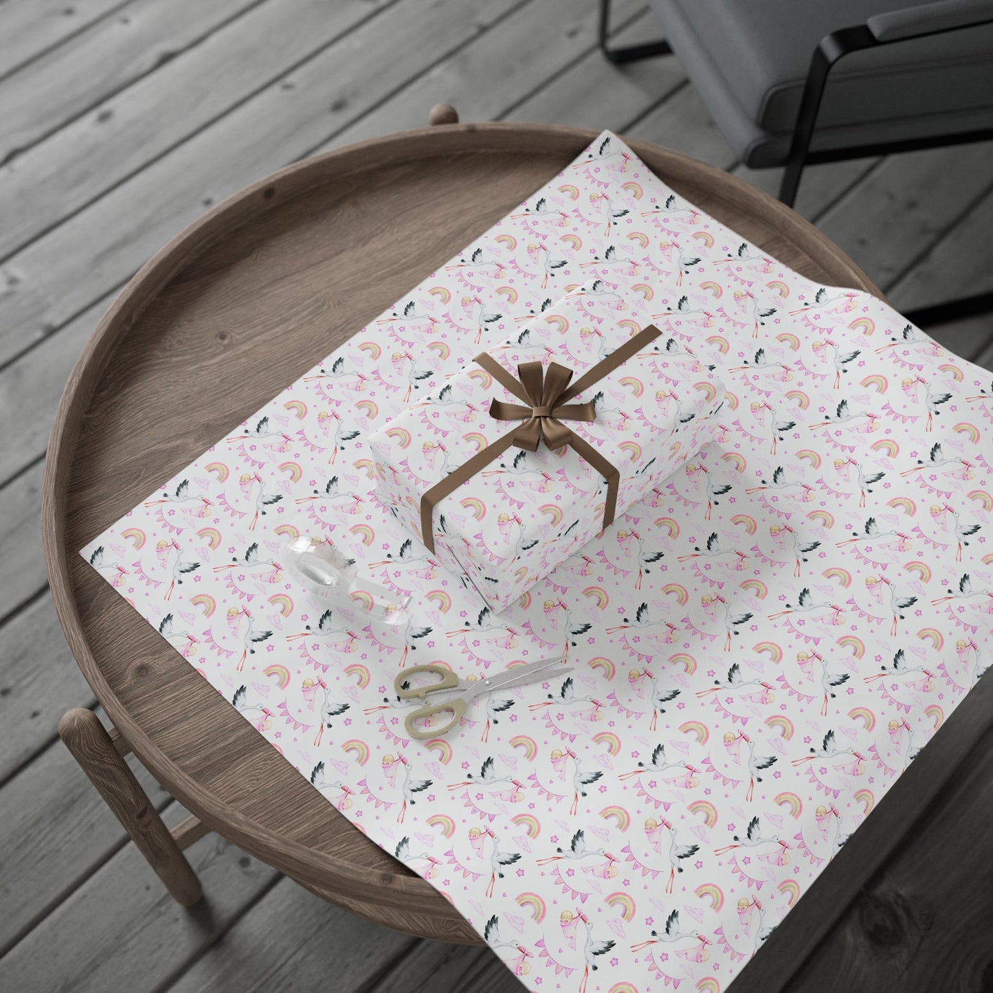 Baby Girl Stork Delivery Gift Wrap