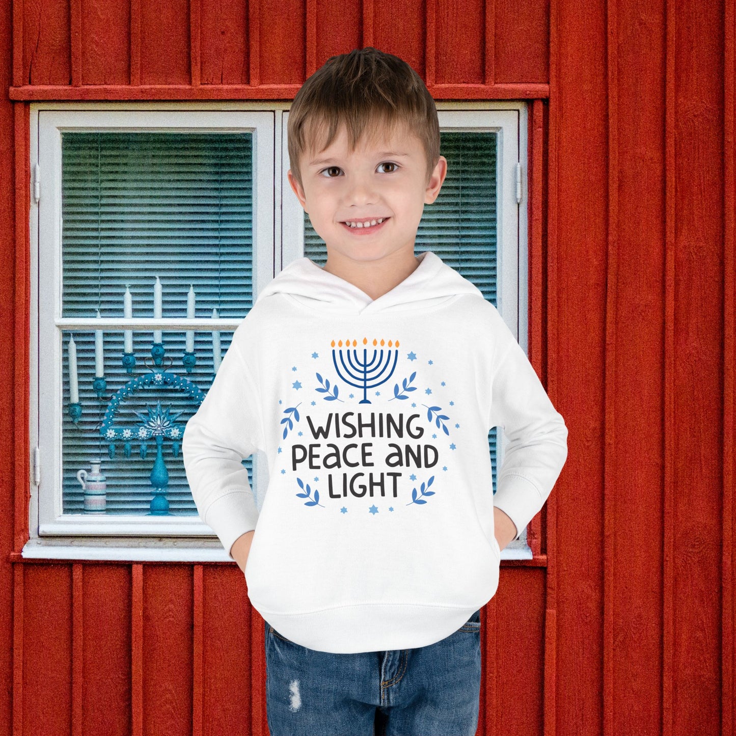 Hanukkah Wishing Peace & Light Toddler Pullover Fleece Hoodie