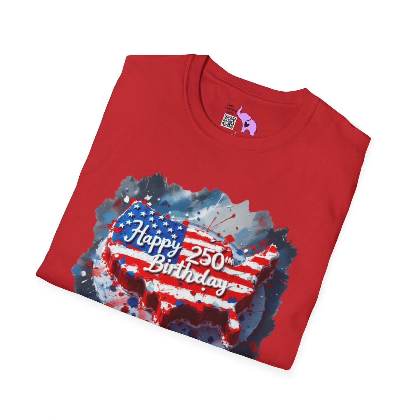 America-Shaped Happy 250th Birthday Cake Adult T-shirt