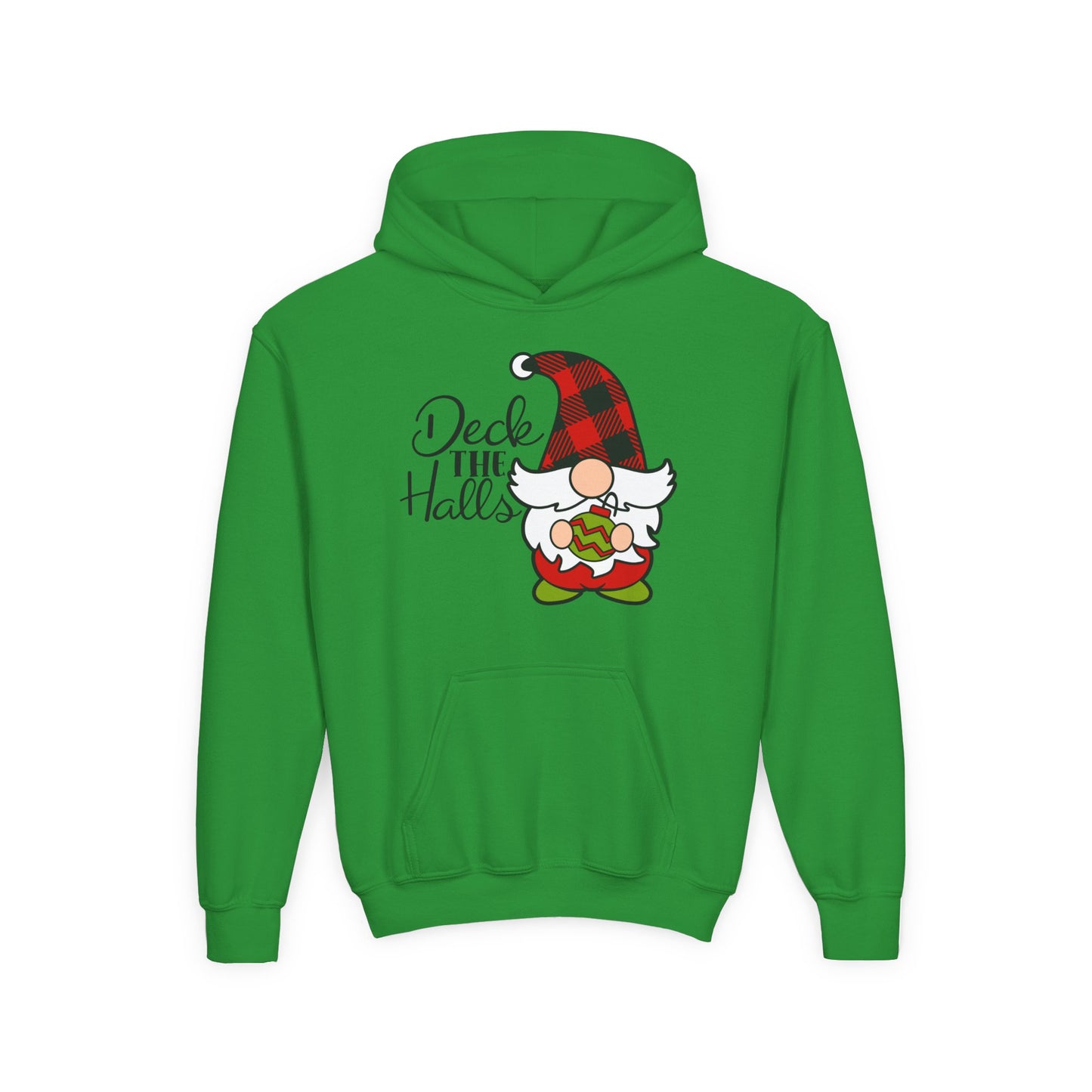 Deck the Halls Plaid Gnome Youth Hoodie