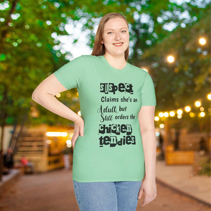 Suspect Claims She's An Adult But Still Orders The Chicken Tendies Adult T-shirt