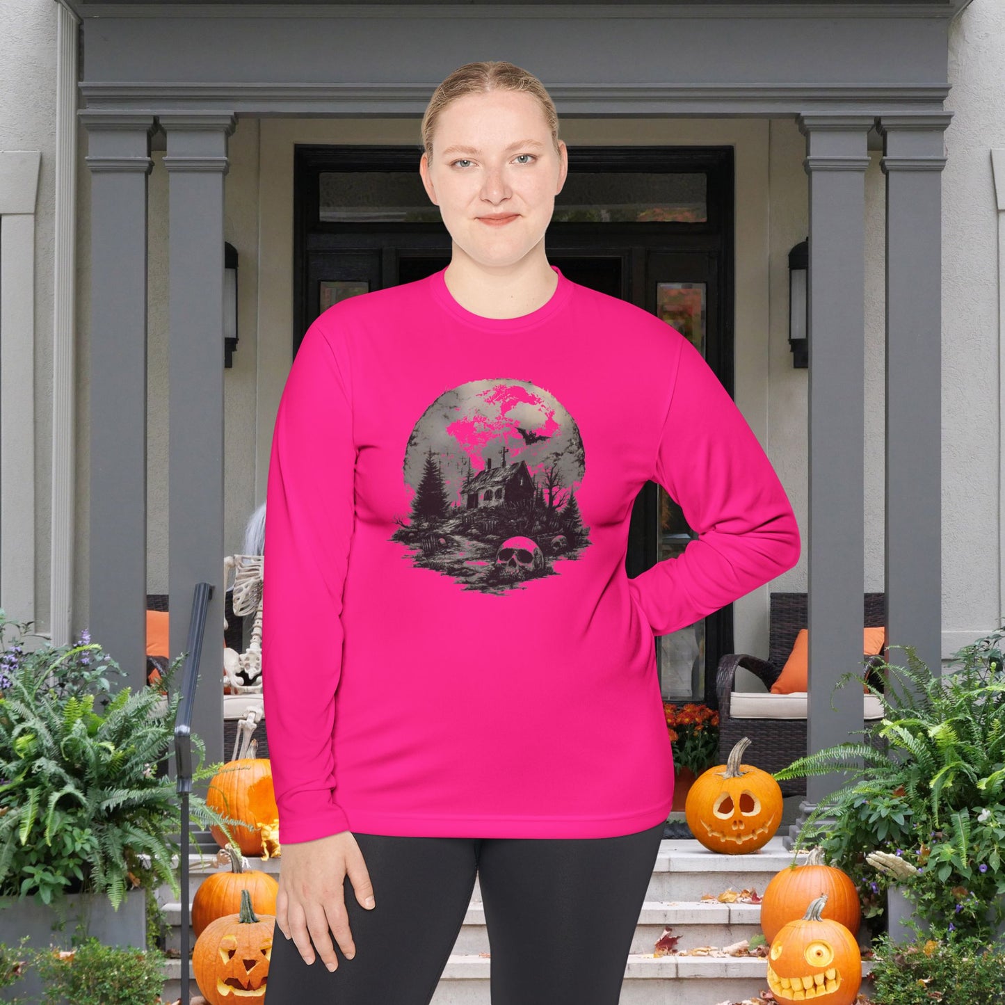 Creepy Full Moon Adult Long Sleeve Tee
