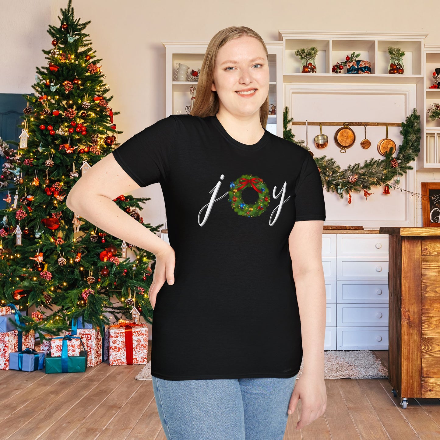 Joy with Wreath Adult T-shirt