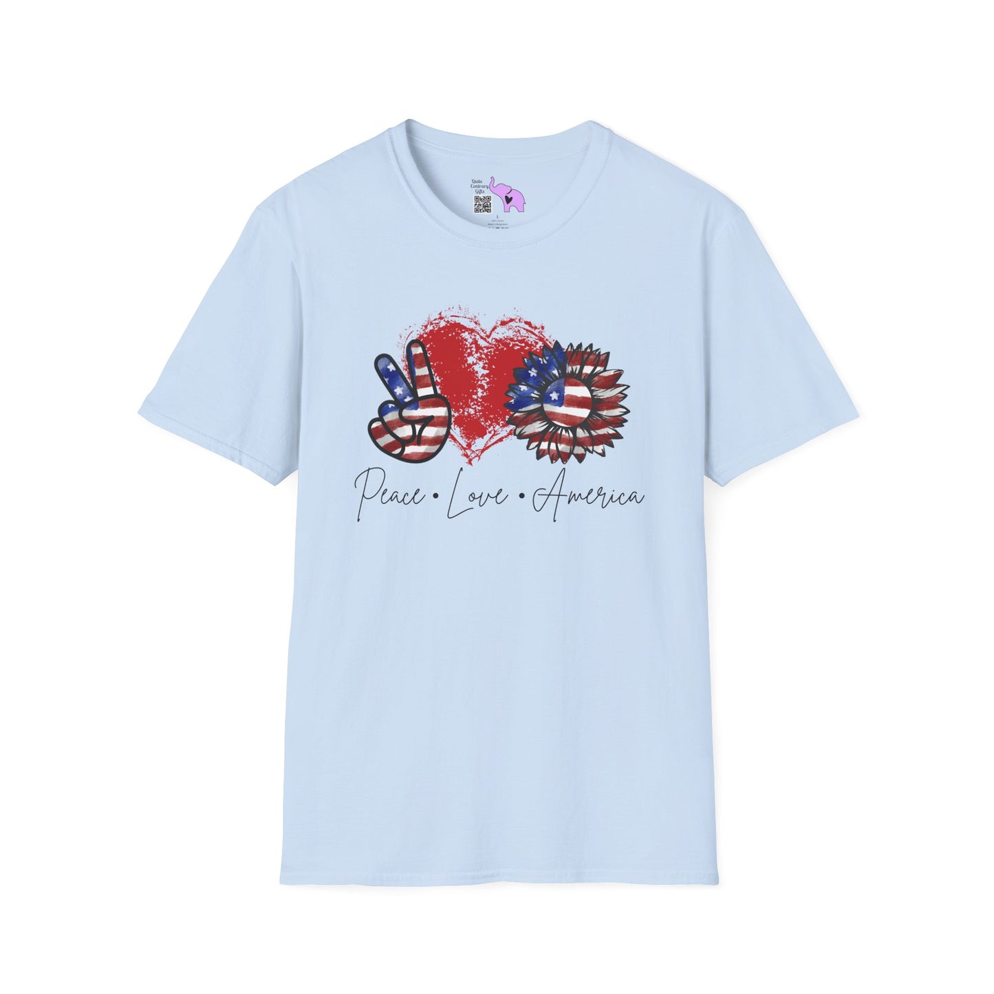 Peace Love America Adult T-shirt