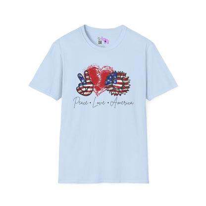 Peace Love America Adult T-shirt