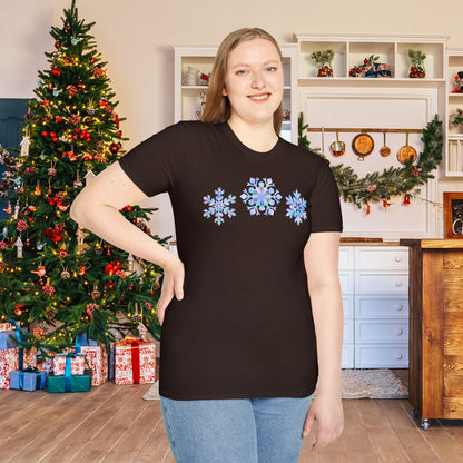 Bluish Snowflakes Adult T-shirt