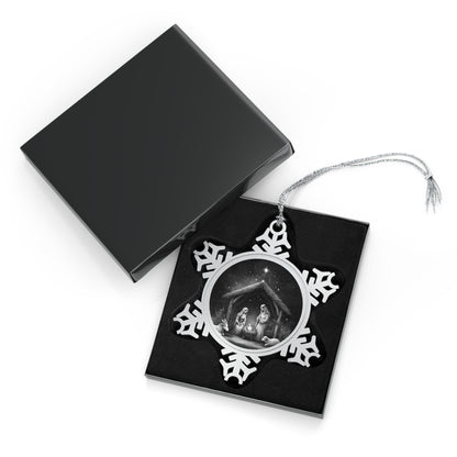 Oh Holy Night Pewter Snowflake Ornament