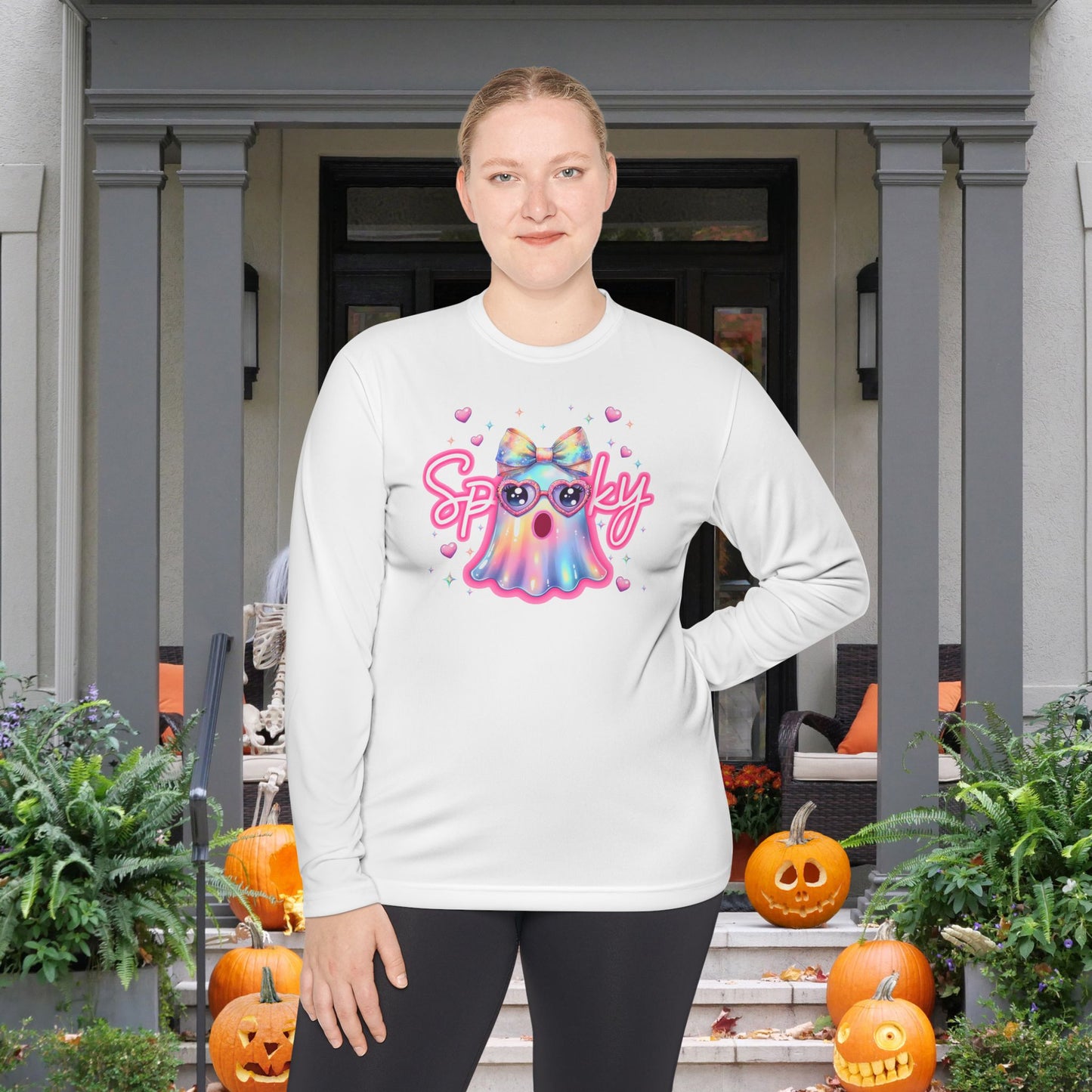 Spooky Pastel Ghost Adult Long Sleeve Tee