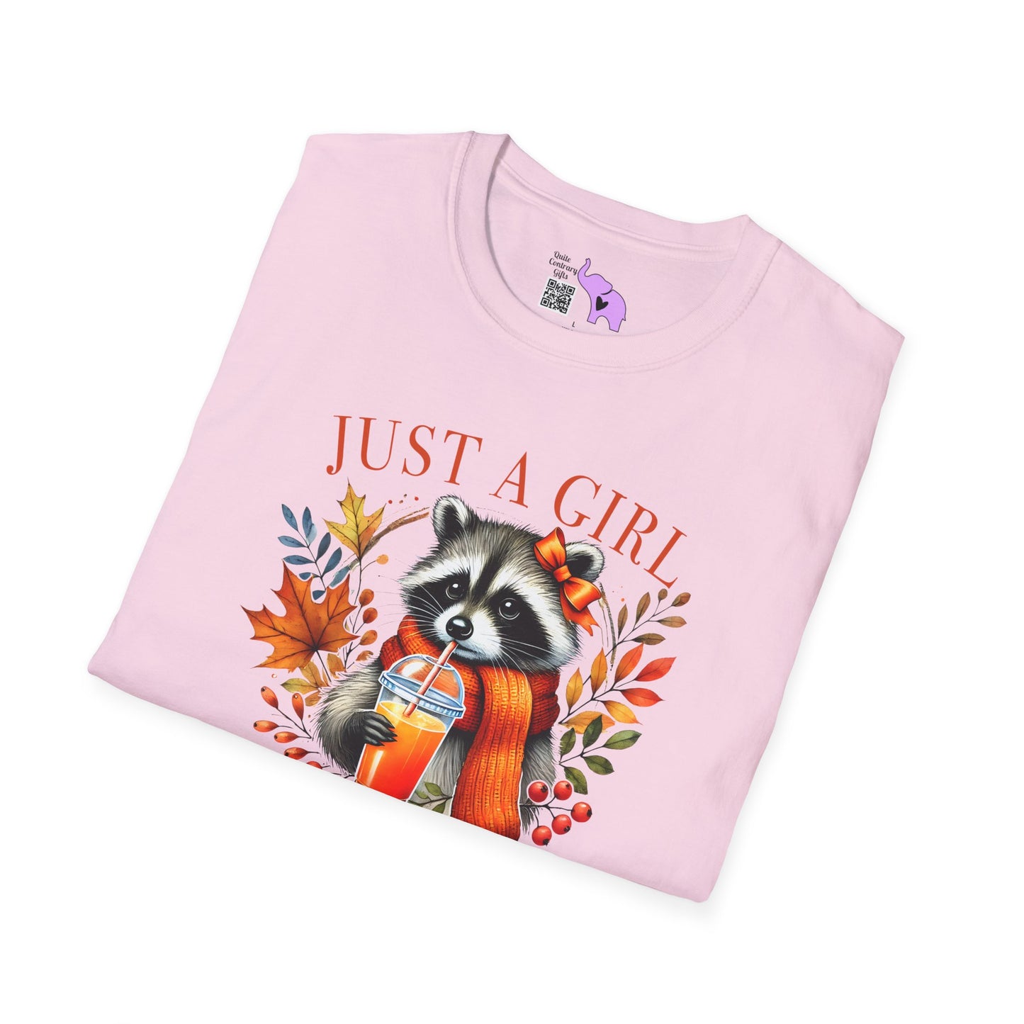 Just A Girl Who Loves Pumpkin Spice (Racoon) Adult T-shirt